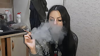 Homemade Lesbian Girl Orgasm: My Fetish Girlfriend Smokes And Watches