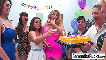 Samantha'S Wild Birthday Orgy With A Group Of Horny Babes