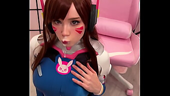 Tiktoker-Tjejens Cosplay D.Va Får Sin Rumpa Fylld Med Sperma