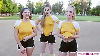 Watch As These Three Girls Get Their Tight Pussies Stretched To The Limit By A Massive Coach