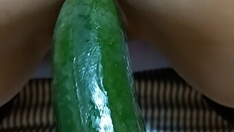 This Redhead Teen Gets Double Penetrated With A Big Cucumber