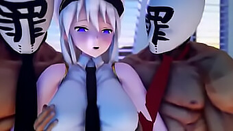 Azur Lane Mmd的大天然乳房上射精