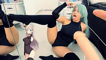 Prsatá Elizabeth Lions Si Užívá Dvojitý Orální Sex A Cosplay Zábavu S Ahegao Obličejem A Dvojitým Dildem